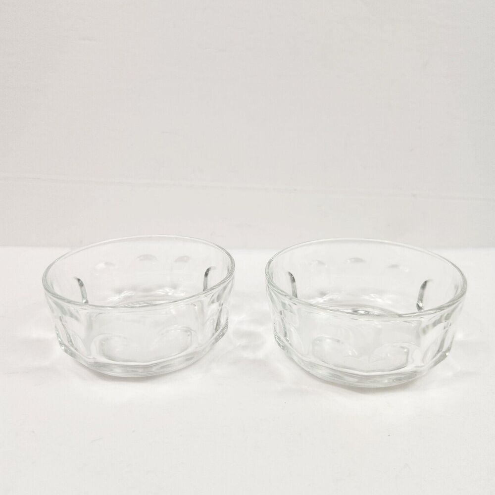 Set Of 2 ARCOROC FRANCE THUMBPRINT GLASS SERVING BOWLS